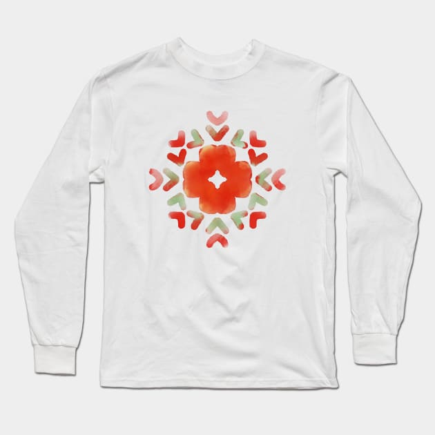 Phulkari Design - Minimal Motifs from Punjabi Folk Embroidery Art GC-127-03 Long Sleeve T-Shirt by GraphicCharms